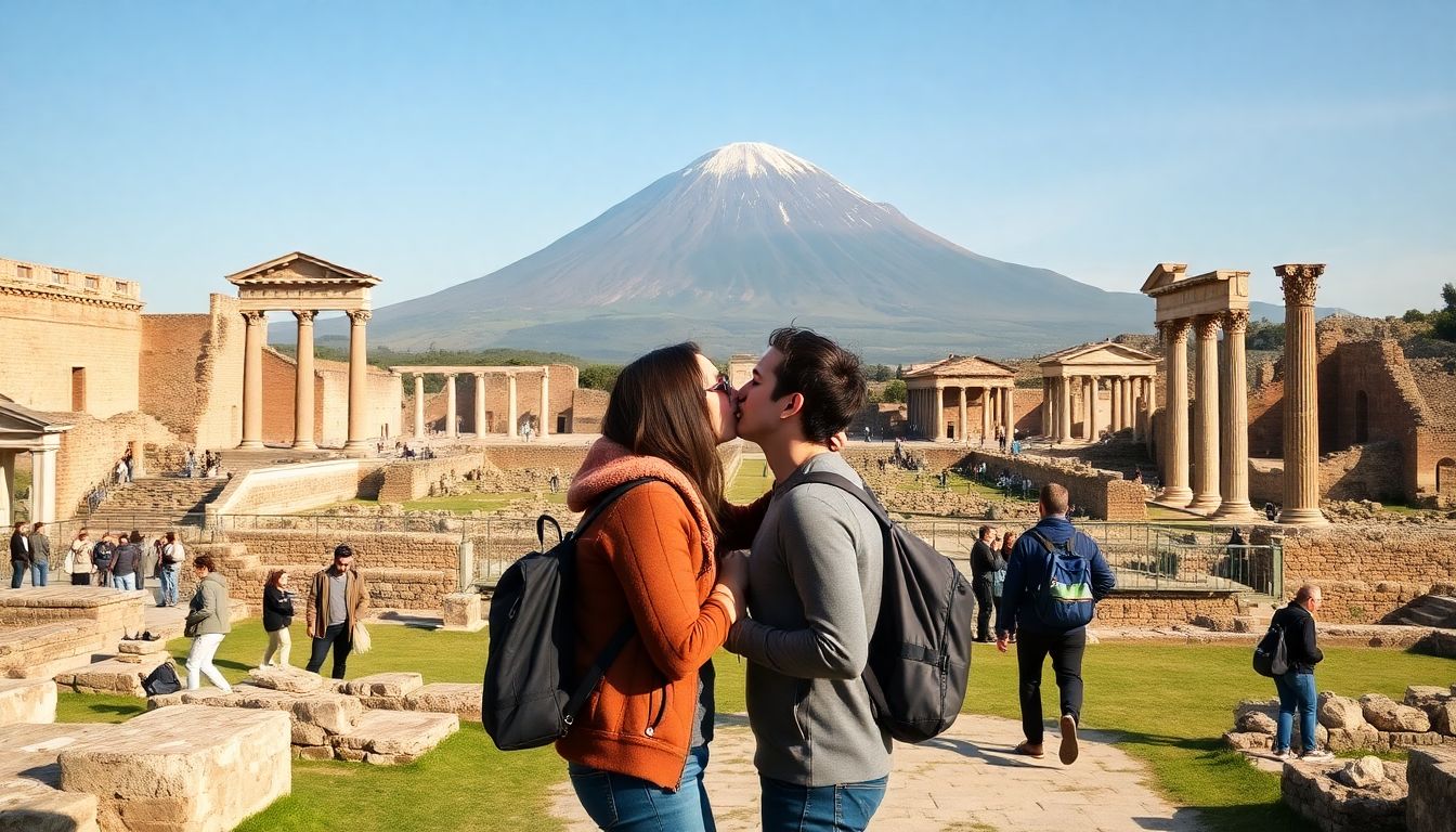 Hero image illustrating Le Mythe et le Mystère du Couple qui s'embrasse à Pompéi in Pompeii, Italy